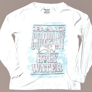 NWOT Bad Company Holy Water Long Sleeve Graphic T-Shirt White Women’s XS